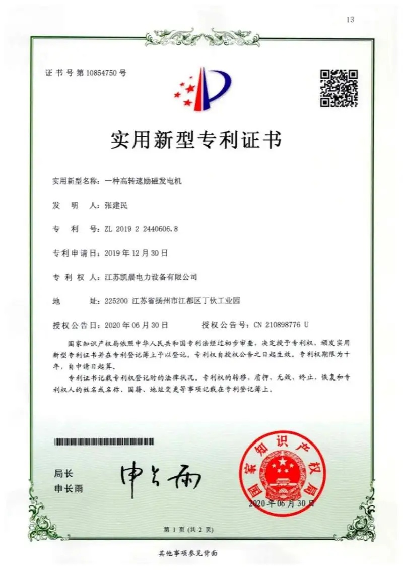 High Speed Excitation Generator Patent | Brushless & Digital Excitation IP